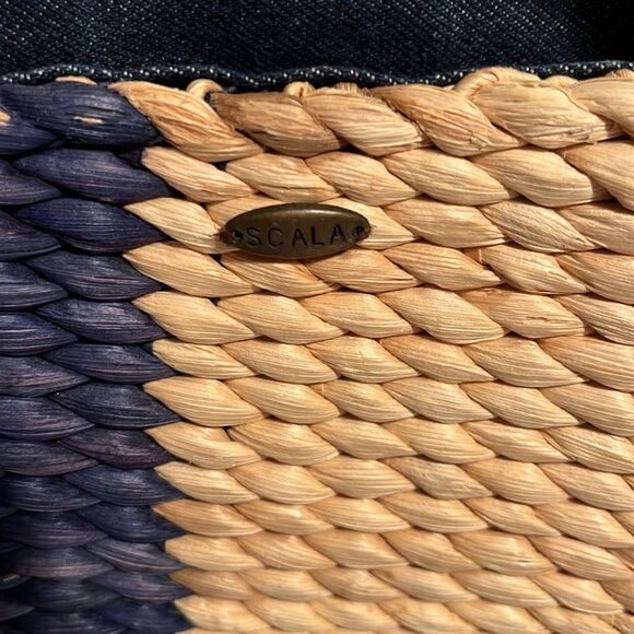 Scala collection straw tote bag w/zip closure and coin purse, lone star design - Picture 3 of 7